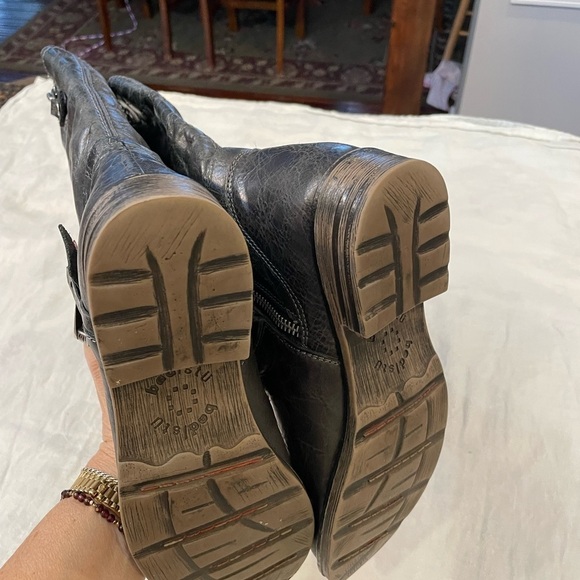 Bed Stu leather mid height tall riding boots round toe distressed side zip - Picture 5 of 12